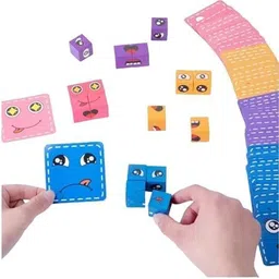 mlsales Wooden Emoji Cube face Changing Game for Kids Expressions Block Puzzle 3+ Years image 5