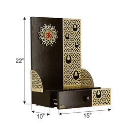 creata poojaghar Brown Mdf Wall Mounted Mandir Without Door image 4