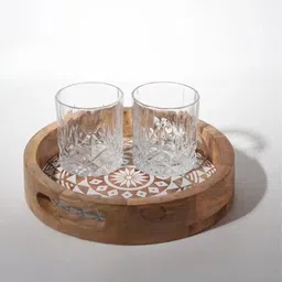 bombaymoon Mandala Soul-Circle Handcrafted Round Decorative Serving Tray Wood Decorative Platter image 3