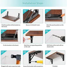 washify Foldable Steel Multipurpose Shelf Brackets 30 cm Shelf Bracket image 4