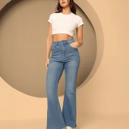 dolce crudo Women Boot-Leg High Rise Blue Jeans image 2