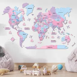 3D Wooden World Map Multicolour - S Size by U Wood Love It-picture-20