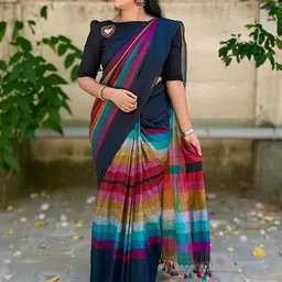 sutasari Checkered Handloom Pure Cotton Saree image 1