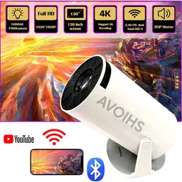 AVOIHS 4K SMART LED 3300 Lumen Brightness Movies Games 270° Rotation Remote Controller (4500 lm / 1 Speaker / Wireless / Remote Controller) Portable Projector-picture-34