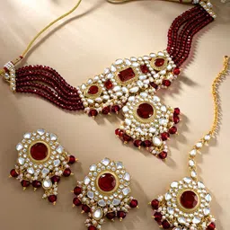 Peora Gold-Plated Kundan-Studded Jewellery Set-picture-29