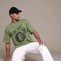 The Roadster Lifestyle Co. Printed Drop-Shoulder Sleeves Relaxed T-shirt-picture-48