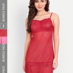 FIMS Set Of 2 Pink & Red Net Baby Doll-picture-3