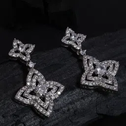 justpeachy Silver-Plated Floral Drop Earrings-picture-12