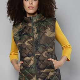 SASSAFRAS Women Green Beige Camouflage Quilted Jacket-picture-14