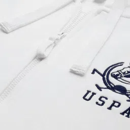 u.s. polo assn. U S Polo Assn Men White Colourblocked Front-Open Hooded Sweatshirt image 5