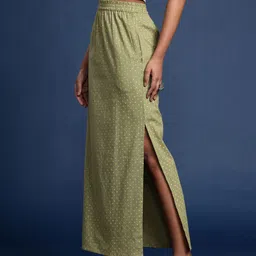 Taavi Polka Dots Printed Pure Cotton Sanganeri Straight Maxi Skirt image 3