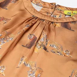 AKIMIA Brown Print Satin Blouson Top image 2