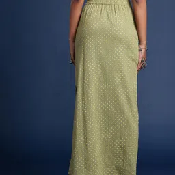 Taavi Polka Dots Printed Pure Cotton Sanganeri Straight Maxi Skirt image 4