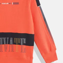 Monte Carlo Boys Orange & Navy Blue Typography Printed Sweatshirt image 5