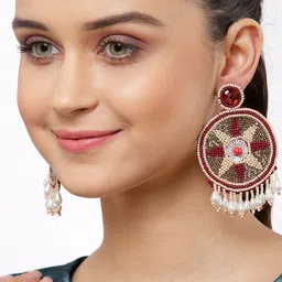 Moedbuille Maroon Contemporary Drop Earrings image 4