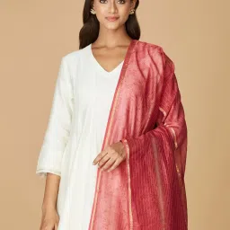 Fabindia Peach Cotton Printed Dupatta image 3