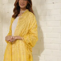 Fabindia Yellow Printed Dupatta image 3
