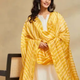 Fabindia Yellow Regular Fit Printed Dupatta image 3