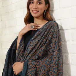 Fabindia Blue Cotton Printed Dupatta image 3