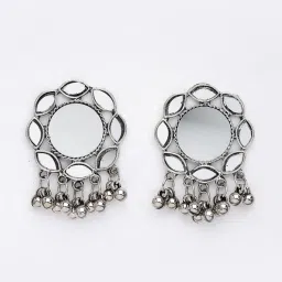 Panash Oxidized Silver Plated Mirror Work Jewellery Set image 3