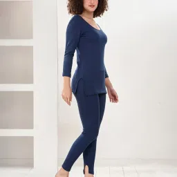 LUX Inferno Navy Plain Top Leggings Set image 3