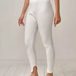 LUX Inferno Grey & Off-White Striped Thermal Leggings - Pack Of 2 image 3