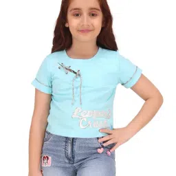 Cutecumber Girls Blue Embellished T-Shirt-picture-11