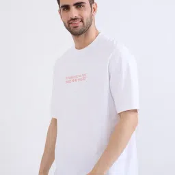 Spykar White Cotton Regular Fit Typographic Print T-Shirt image 3