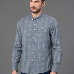 Red Tape Grey Cotton Polyblend Checks Regular Fit Casual Shirt image 3