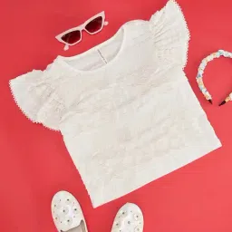Pantaloons Junior Kids Marshmallow White Regular Fit Top-image-40