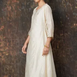 Melange by Lifestyle Beige Embellished A Line Kurta image 3