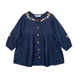 Budding Bees Kids Navy Embroidered Dress-picture-18