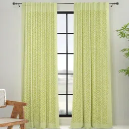Fabindia Home Krisha Embroidered Green Cotton Long Door Curtain (9ft)-image-17