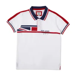 Pepe Jeans Kids White Cotton Graphic Polo T-Shirt-image-3