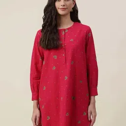 Fabindia Red Cotton Floral Print Tunic-image-98