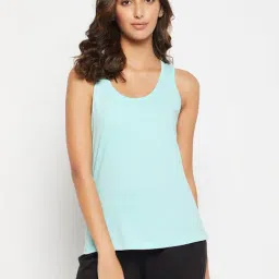 Clovia Sky Blue Tank Top-picture-21
