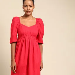 WoowZerz Sweetheart Neck Puff Sleeve A-Line Dress-picture-11