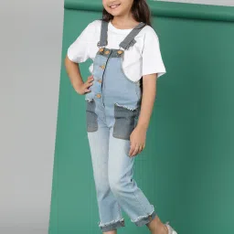 Tales & Stories Kids Cotton Lycra Washed Dungaree image 3