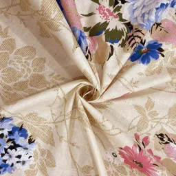 Swayam Blue Cotton Floral Single Bed Sheets 1 Pillow Cover image 3