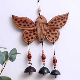 Unravel India Brown & Black Butterfly Motif Windchime With Embedded Bells-image-56
