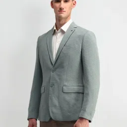 Arrow Medium Green Slim Fit Self Pattern Blazer image 3