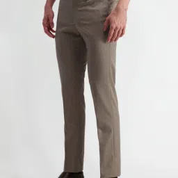 Arrow Medium Brown Slim Fit Self Pattern Trousers image 3