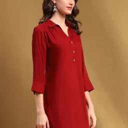 Biba Crimson Red Straight Kurta image 3