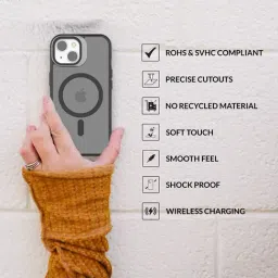 Sprig Back Cover for iPhone 15 Plus Back Case with Camera Stand (Grey) image 4