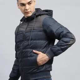 Monte Carlo Navy Blue Regular Fit Quilted Hooded Jacket image 3