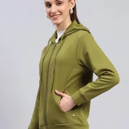 Monte Carlo Green Polyester Blend Solid Full Sleeve Sweatshirt image 3