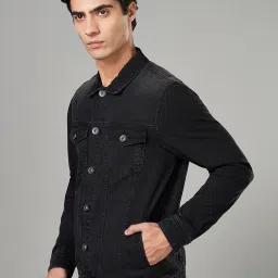 Sf Jeans By Pantaloons Black Cotton Regular Fit Denim Jacket image 3