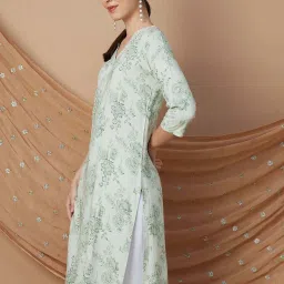 Melange by Lifestyle Green Printed A Line Kurta image 3
