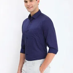 Allen Solly Navy Cotton Slim Fit Printed Shirt image 3