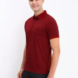 Allen Solly Maroon Cotton Regular Fit Printed Polo T-Shirt image 3